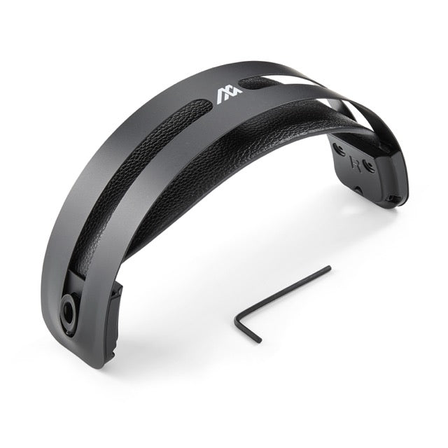 Gray adjustable headband made of durable plastic, featuring a sleek design and texture for a comfortable fit.